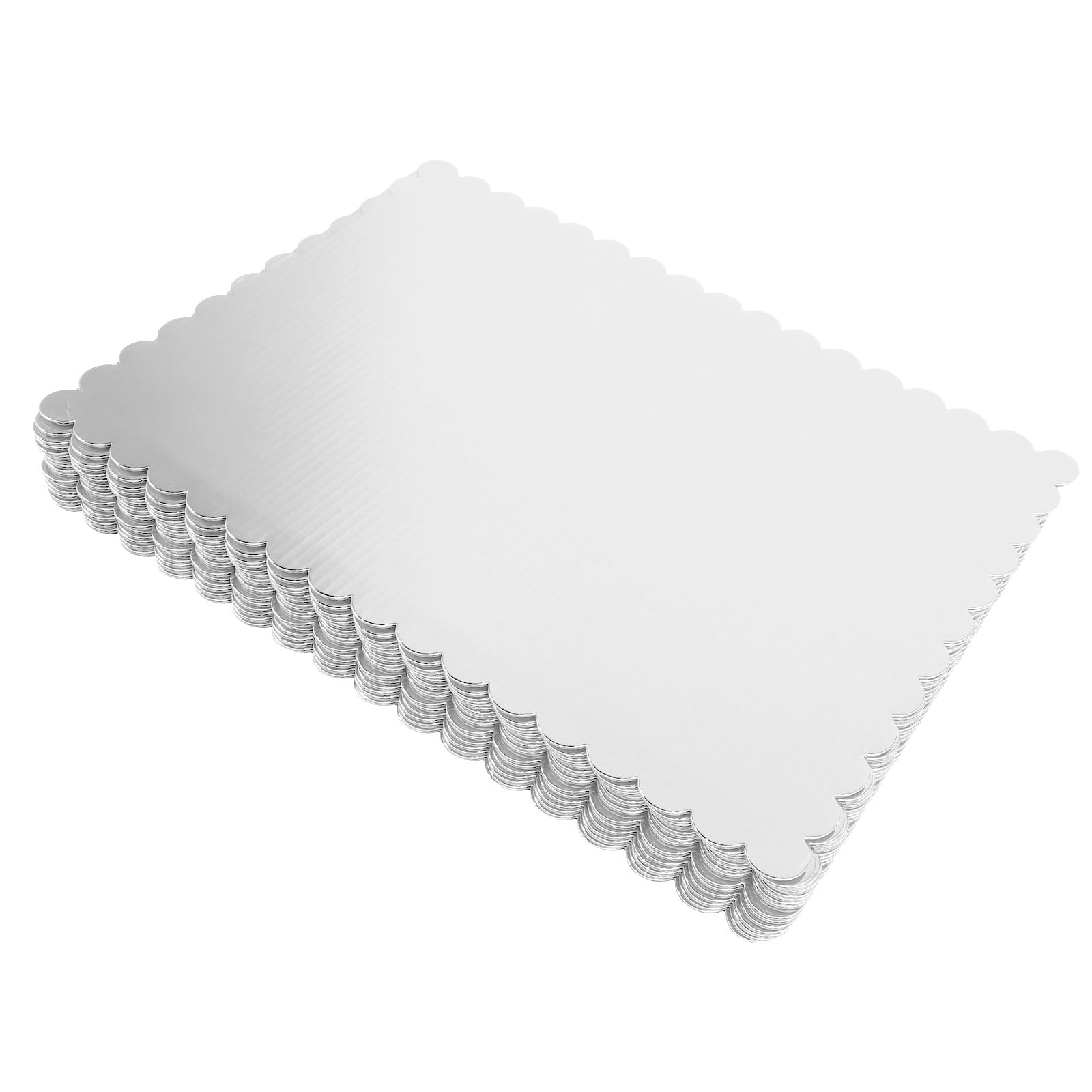 Garneck 20 Stück Weiße Rechteckige Tortenunterlagen aus Wellpappe mit Wellenrand 25 X 35,5cm 2mm Fettabweisend für Kommerzielles Backen und Präsentation