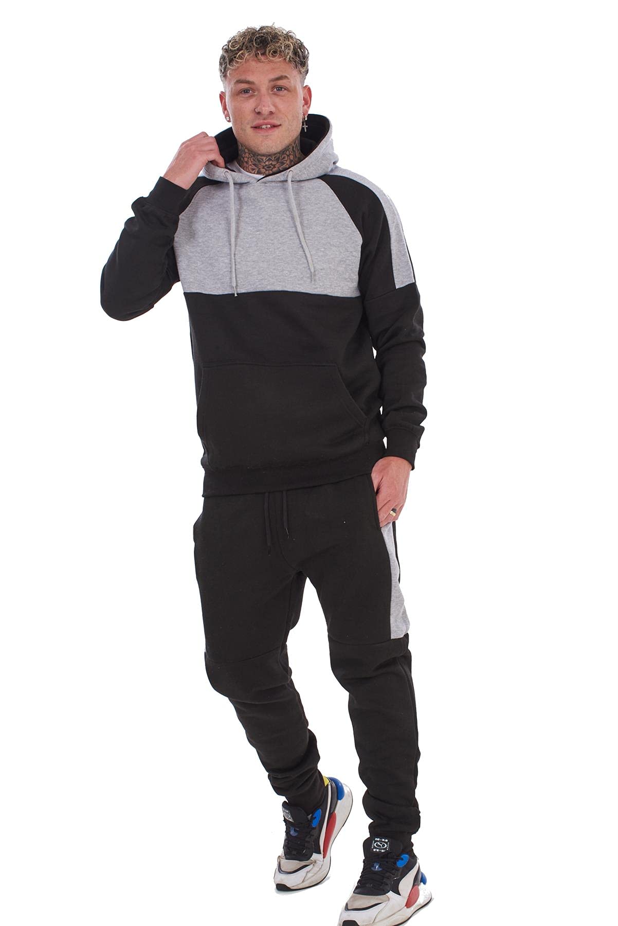 Malay Mens Hooded Tracksuits Pullover Half Arm Striped Sweatshirts Joggers Activewear