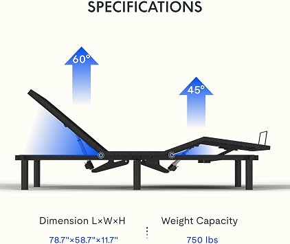 FLEXISPOT Adjustable Bed Bases, Massage, Zero Gravity & Memory Postions | Queen, Quick Assembly, Whisper Quiet Motor, Adjustable Leg, Underbed Light, Wireless Remote, 750Ibs, Durable & Sturdy