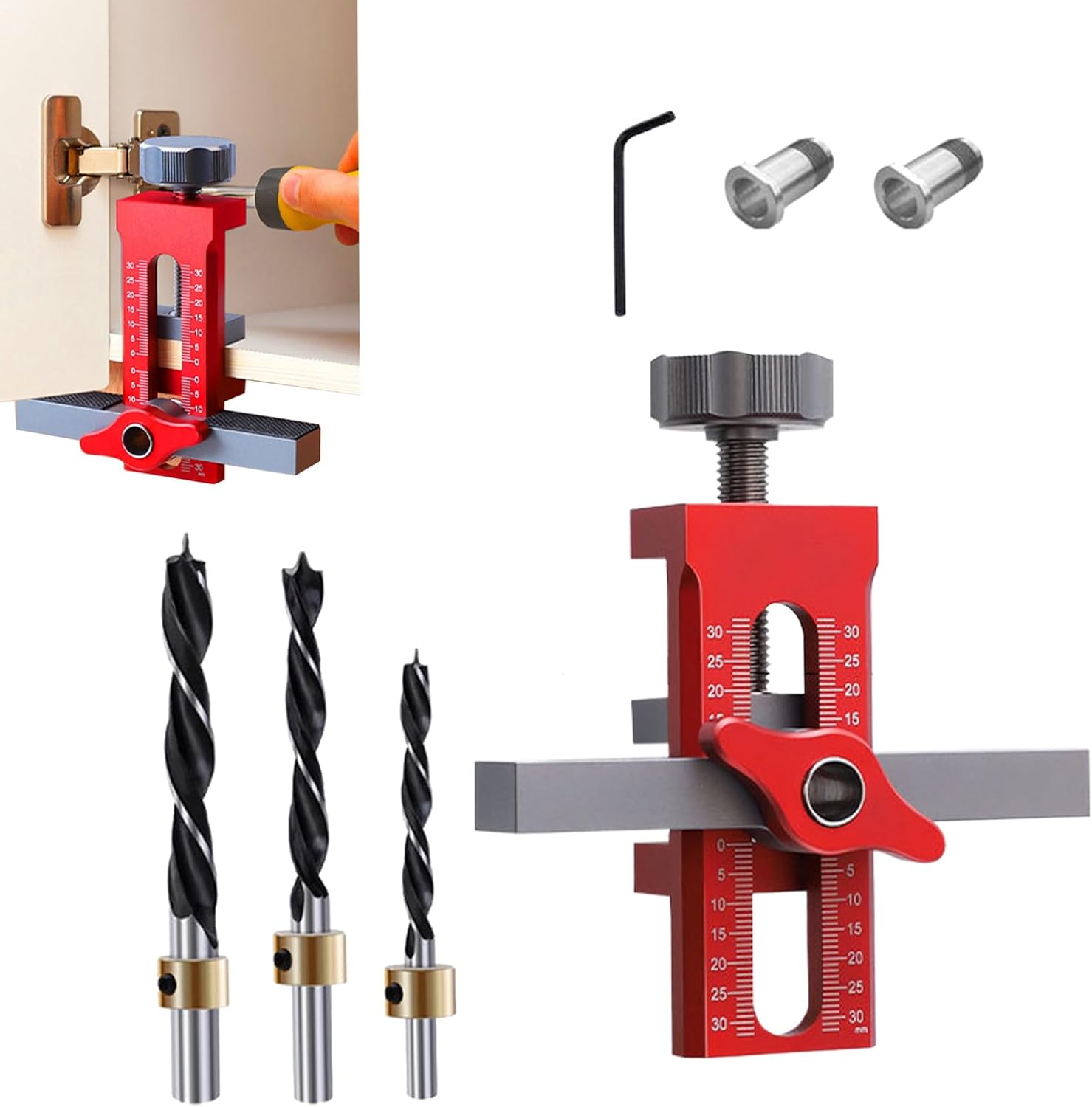 Cabinet Hinge Jig, Multi-Functional Woodworking Tool, Heavy-Duty Adjustable Locator with Quick-Release, Professional Carpentry Guide for Cabinets, Doors, Furniture, and DIY Wood Projects