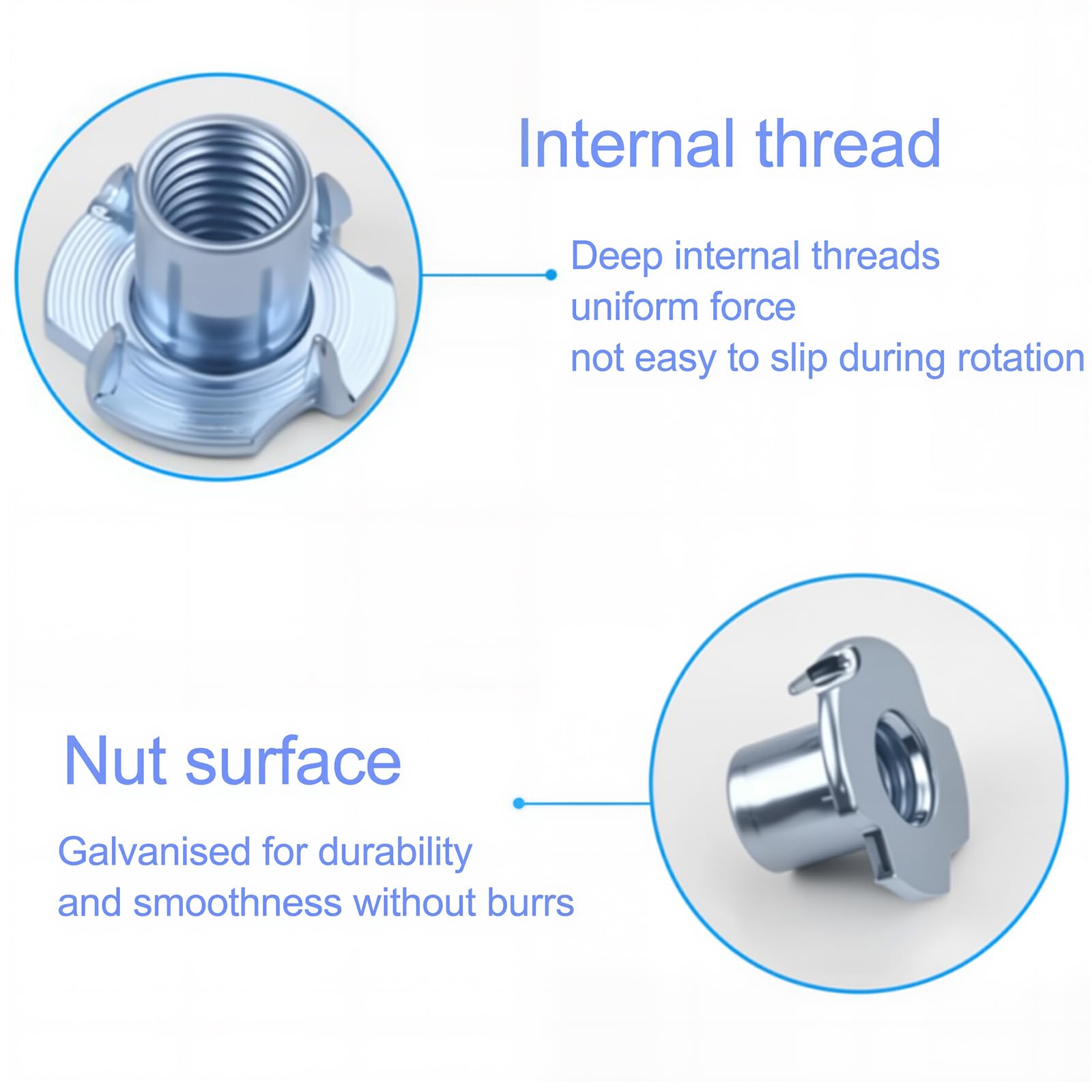 1/4"-20 T-Nuts - 100 Pack | Durable Steel -2 1/4"-20 T-Nuts - 100 Pack | Durable Steel -2