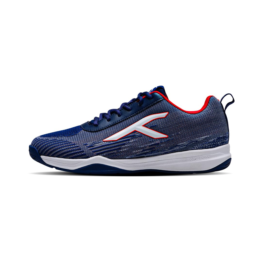 hundred Blade Lite II Badminton Shoes (Non Marking) | Also Indoor Sports | Lightweight, Breathable & Durable | X-Cushion | Active Grip Sole (Navy/Red ; 6 UK)-picture-25