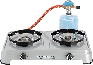 Campingaz Camping Cook CV Gas Stove, 2-Burner, Camping Stove, Operation with Gas Cartridge, Portable Gas Stove with 3600 W, Cartridge Stove with 2 Infinitely Adjustable Hotplates