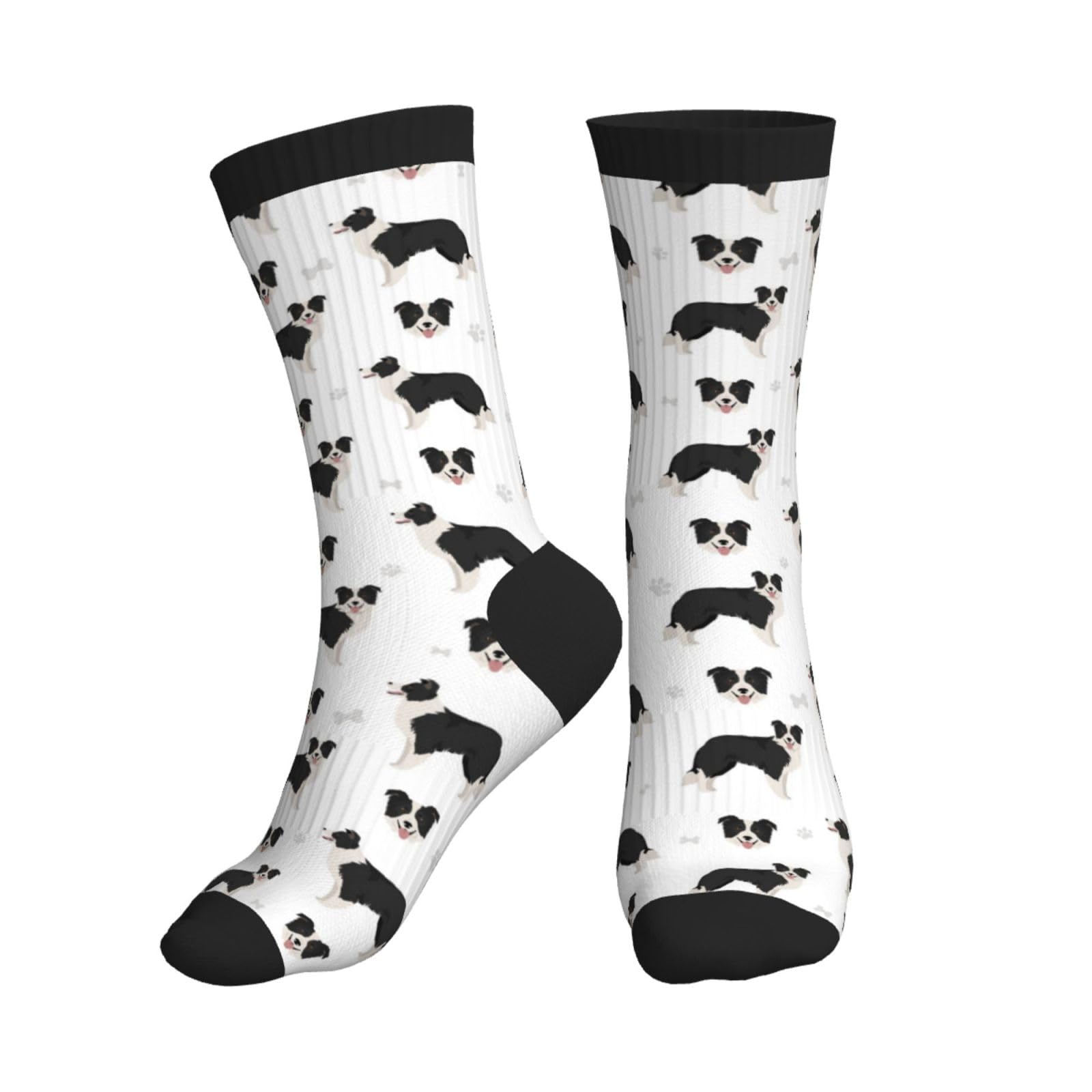 Pengyvv Unisex Multicolor Socks Border Collie Dog Crew Casual Athletic Aesthetic For Women Men, Cute Funny Novelty Sock