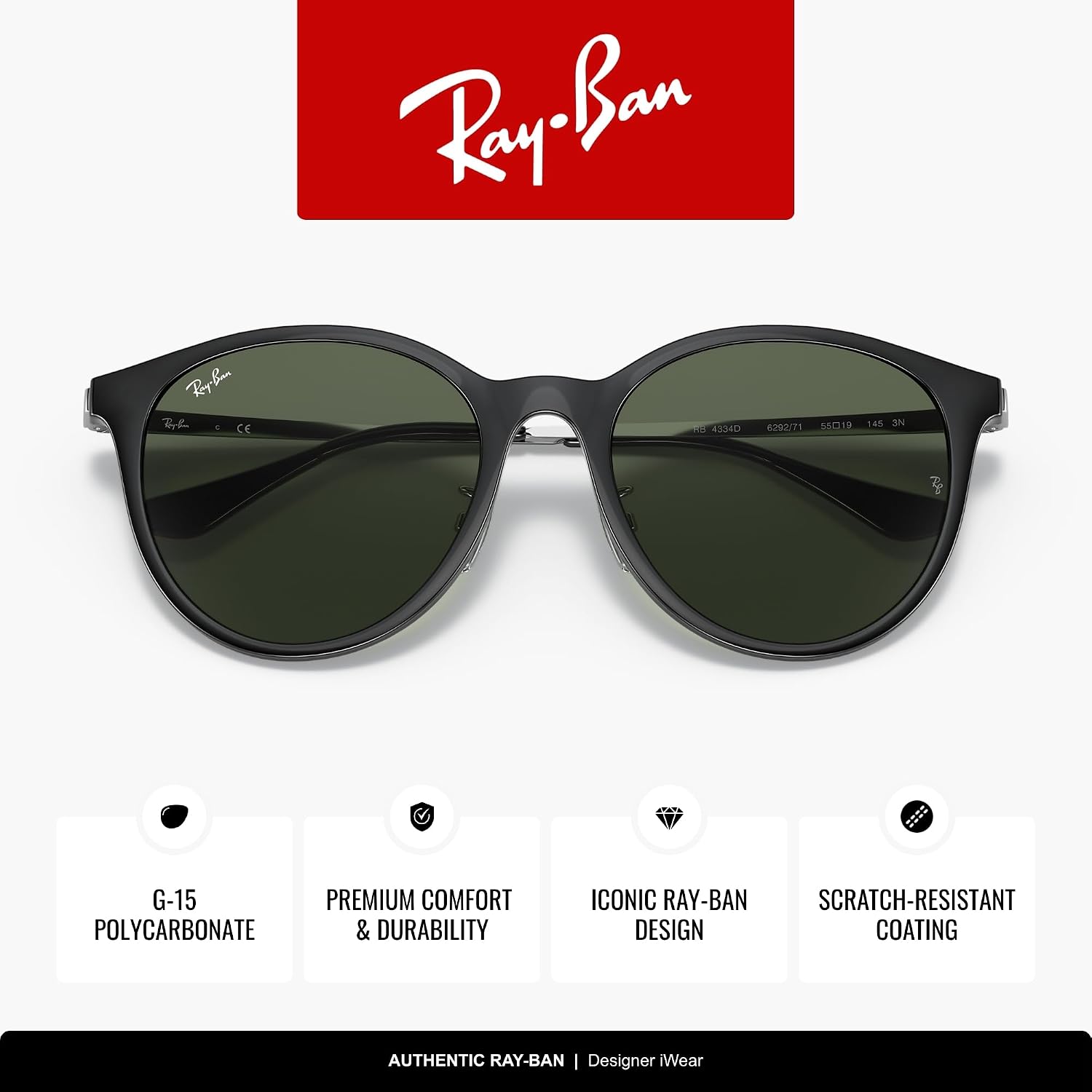 Ray-Ban RB4334D Round Sunglasses for Men for Women