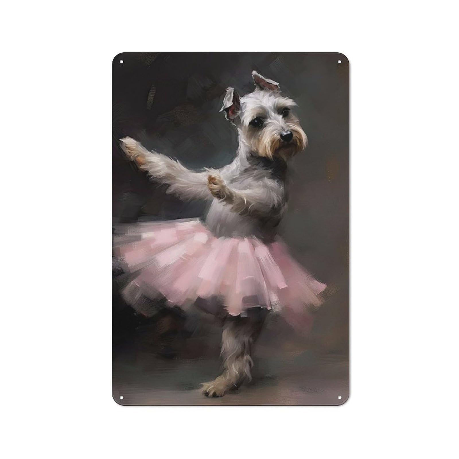 Junmoney Style-10 Schnauzer Ballerina Rustic Metal Wall Decor 30X20cm, Decorative Tin Sign For Farmhouse Kitchen, Pantry Or Dining Area