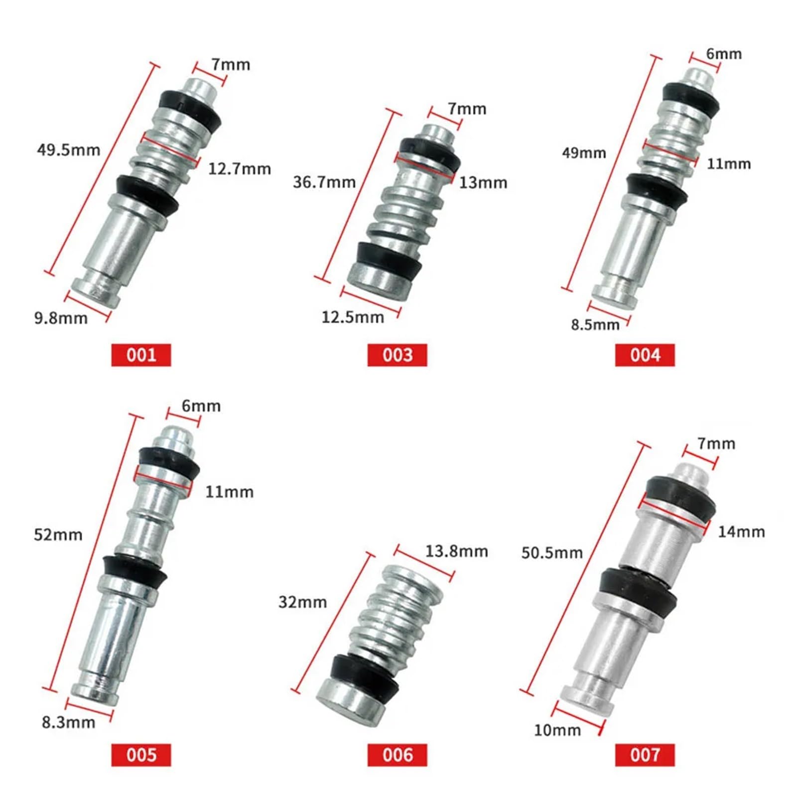 Kit di Riparazione per Pompa Freno a Disco per Moto, Cilindro Principale Anteriore e Posteriore,vaschetta in Pelle, 14 mm, 12,7 mm, 11 mm Arretratore Pistoncini(004(11MM))