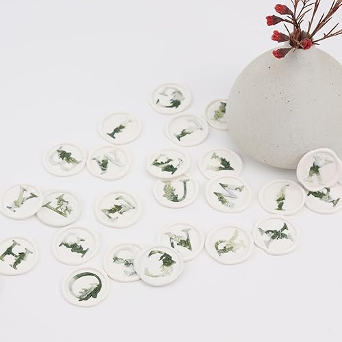 Miniatura 7 de Sello de cera del alfabeto H, sello de cera de hojas de eucalipto con letra H para invitación de boda, sobre, tarjeta de Navidad (H)