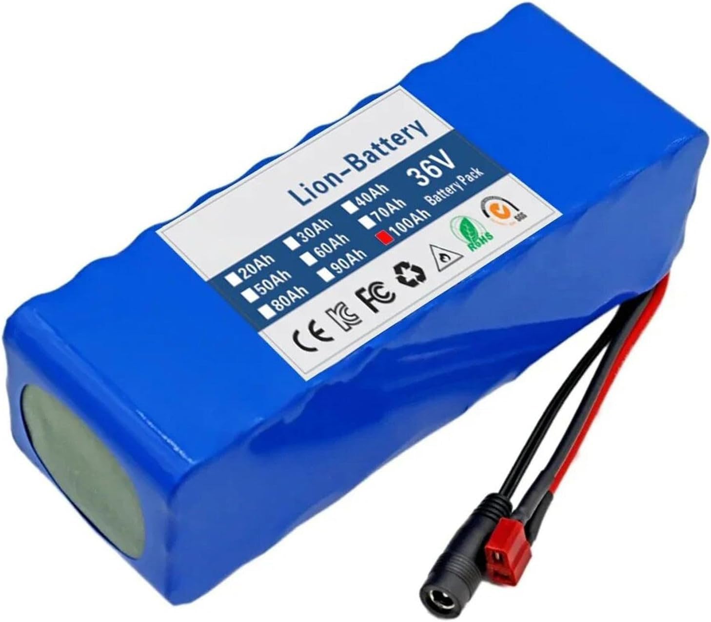 36V 100Ah PVC Batteria al Litio a Lungo Raggio da per Bici elettrica Scooter Elettrico Batteria High Capacity per Kit Motore 250-500W con 42V 2A Caricatore XT60+SM