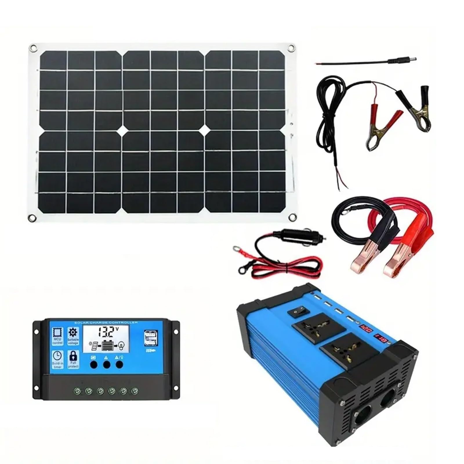 Przenośny generator solarny 4000 W/6000 W do domowego systemu Off-Grid, 110 V/220 V, zawiera panel słoneczny 18 W i kontroler ładowania 30 A