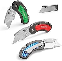 WORKPRO 3-Piece Folding Utility Knife Set with Quick-Change Blades, Back-Lock & 10 Extra Blades - Compact EDC Cutter