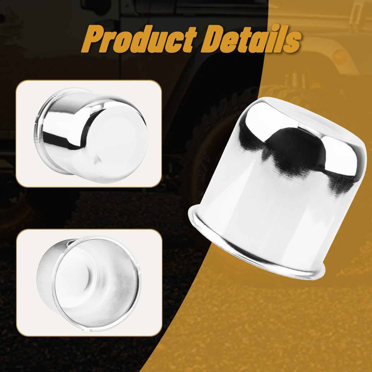 4Pcs 3.19 in Wheel Center Caps Chrome Push Through Design - Fit 3.19" Center Bore for Truck, Trailer, SUV, RV Wheels Rims 3.31" Height Center Hub Caps