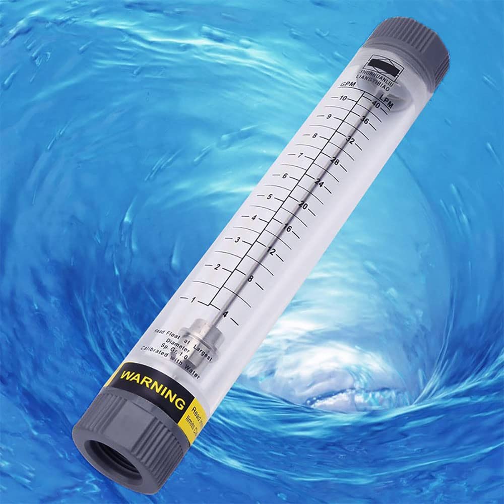 Flussometro a tubo, LZM-20G Misuratore di portata liquido acrilico trasparente, Flussometro ad alta precisione, 1-10 GPM e 4-40 LPM, filettatura interna da 3/4 "