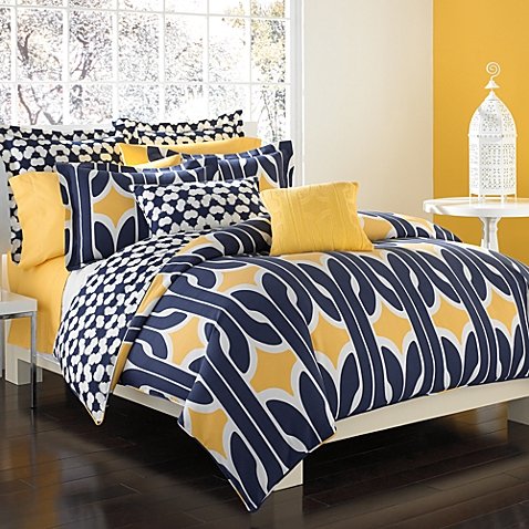 DVF Studio Graphic Chain Link Twin Duvet Cover Set - Blue Yellow White