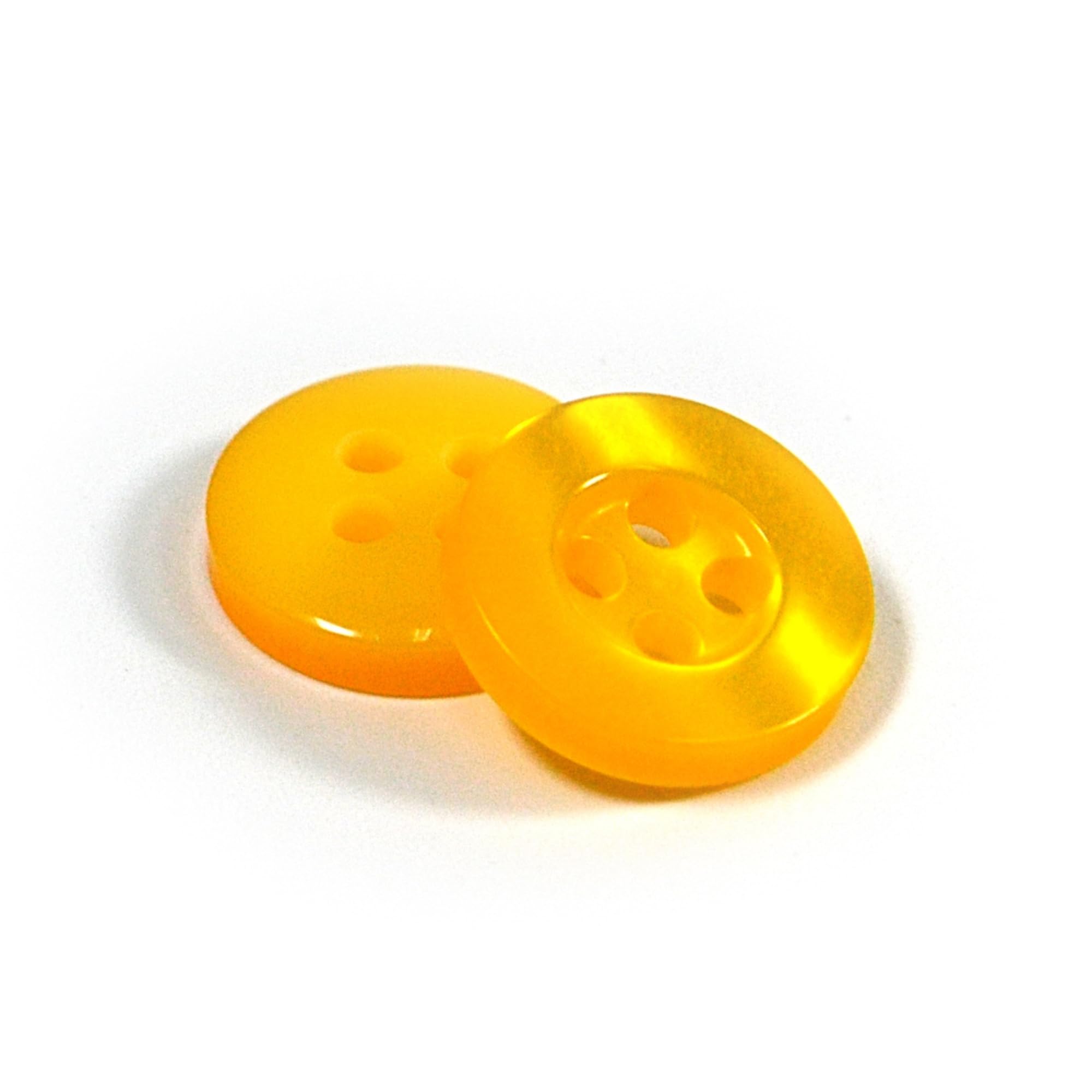11mm Round Sew On Plastic Buttons for Shirts & Blouses - Pearlescent, Flat with 4 Holes, 18L - Pack of 20 - Yellow - Image 2