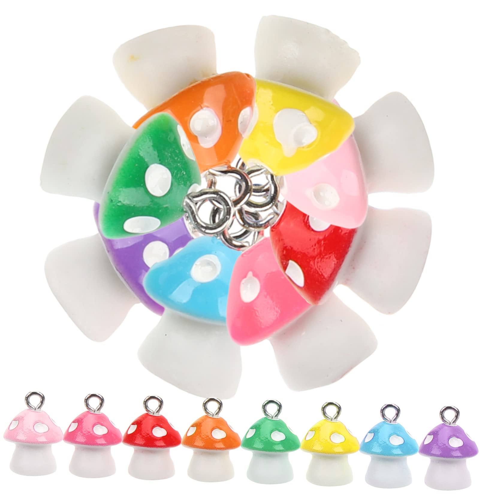 16-teiliges Pilz-Schlüsselanhänger-Set – Bunt, Niedlich, Aus Harz