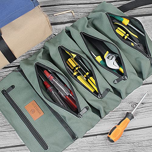 Multi-Purpose Tool Roll Up Bag, Moersleutel Roll Pouch En Waxed Canvas Tool Organizer Emmer Geschikt Voor Elektricien… - Image 5