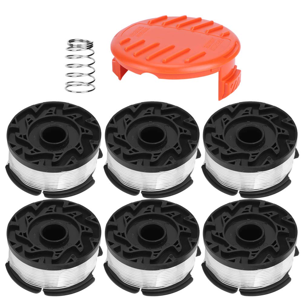 Spools Replacement, Practical Durable 6Pcs Trimmer Replacement Spool Cap, Lawn Mower Parts for Black+Decker Af100 Automatic Winding Garden Accessories