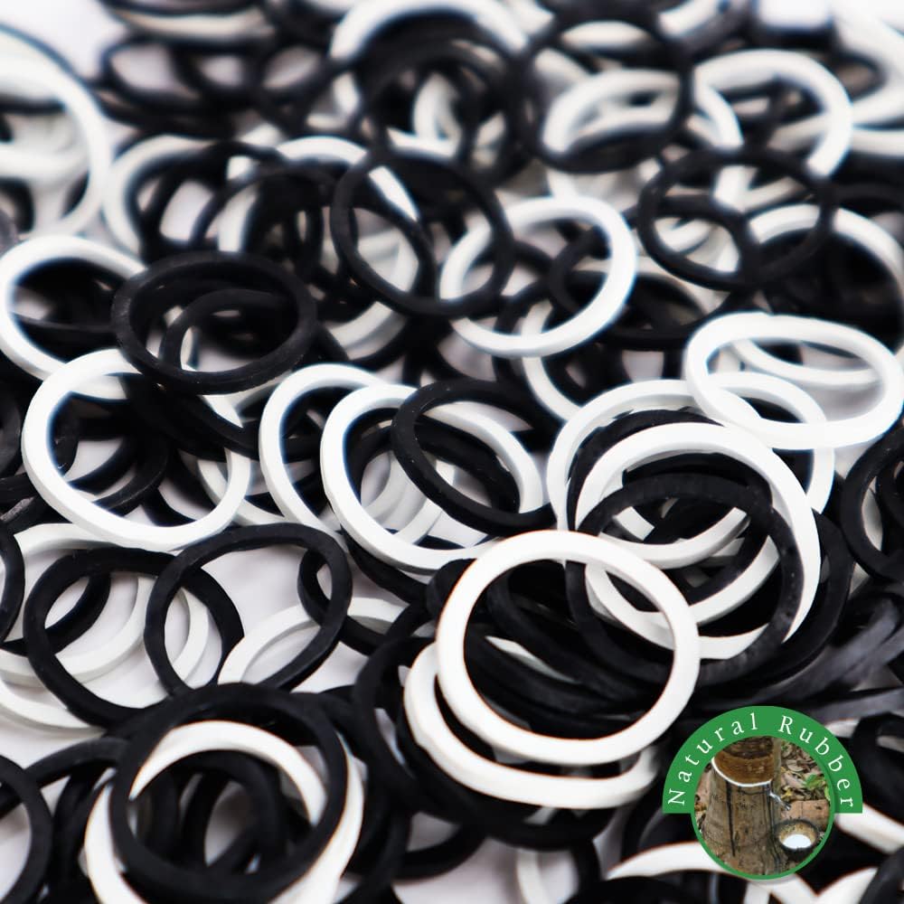 1000 Pcs Rubber Bands - Soft Elastic Hair Accessories, Braids Mini Ties, No Damage Stretchy Bands for Hair (4-Packs) (Black & White)