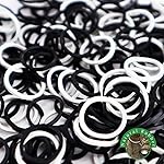 Beauty Town 1000 Pcs Rubber Bands - Soft Elastic Hair Accessories, Braids Mini Ties, No Damage Stretchy Bands for Hair (4-Packs) (Black & White)