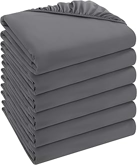 Utopia BeddingFitted Sheet (Pack of 6) - Deep Pocket - Easy Care Soft Brushed Microfibre Fabric - Shrinkage and Fade Resistant (Double, Grey)