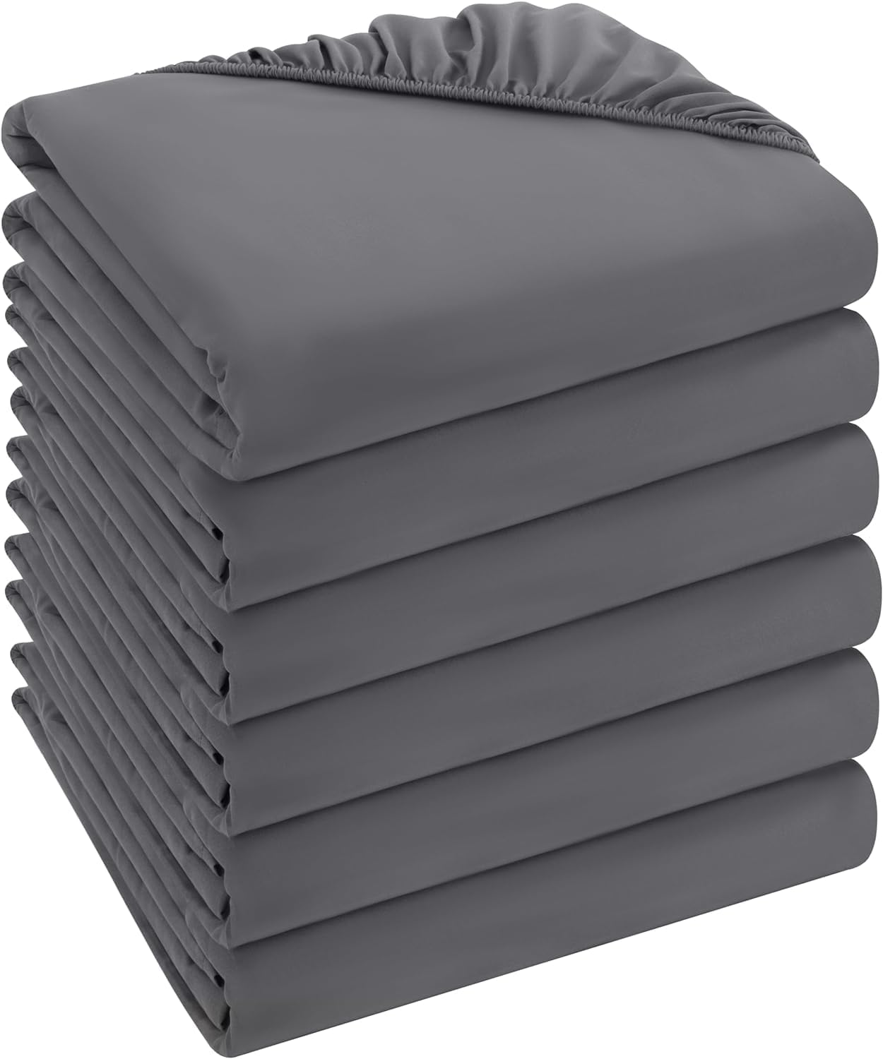 Utopia Bedding Fitted Sheet (Pack of 6) - Deep Pocket - Easy Care Soft Brushed Microfibre Fabric - Shrinkage and Fade Resistant (Double, Grey)