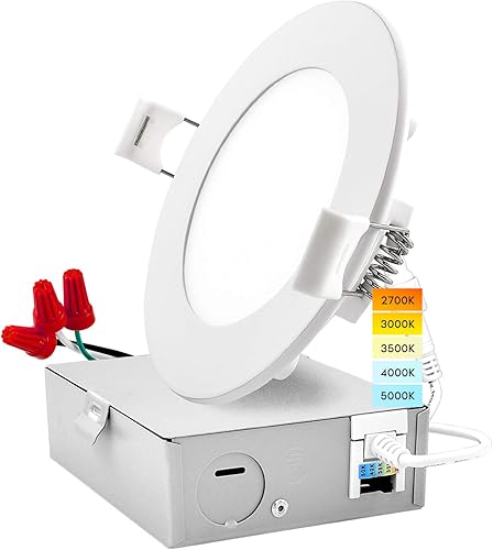 Miniatura 8 de LUXRITE Paquete de 16 luces empotrables LED ultrafinas de 4 pulgadas con caja de conexiones, 10 W, color seleccionable 2700 K  3000 K  3500 K  4000
