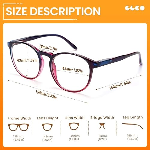 Miniatura 3 de IBOANN Paquete de 4 lentes de bloqueo de luz azul para mujeres y hombres, antifatiga ocular, marcos redondos retro con lente transparente