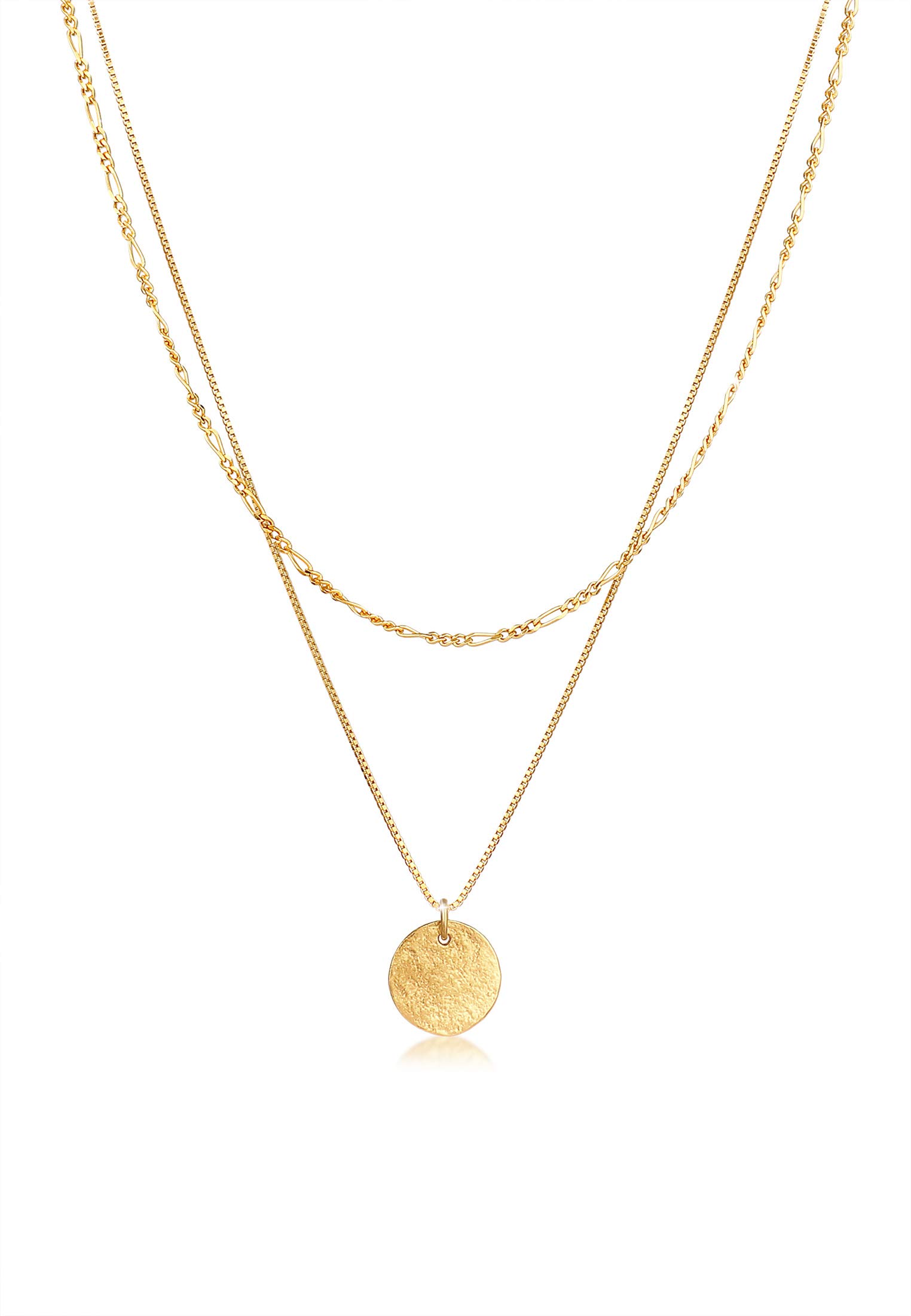 Elli Halskette Damen Layer Kette mit Plättchen Anhänger Boho 925 Silber | Vergoldet