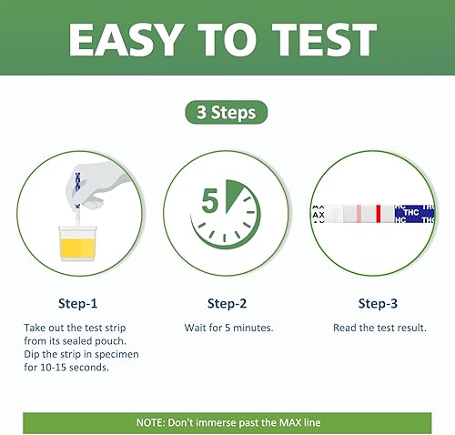 Miniatura 5 de Kit de prueba de marihuana (prueba de orina THC) - 15 tiras envueltas individualmente - Pruebas de THC para el hogar