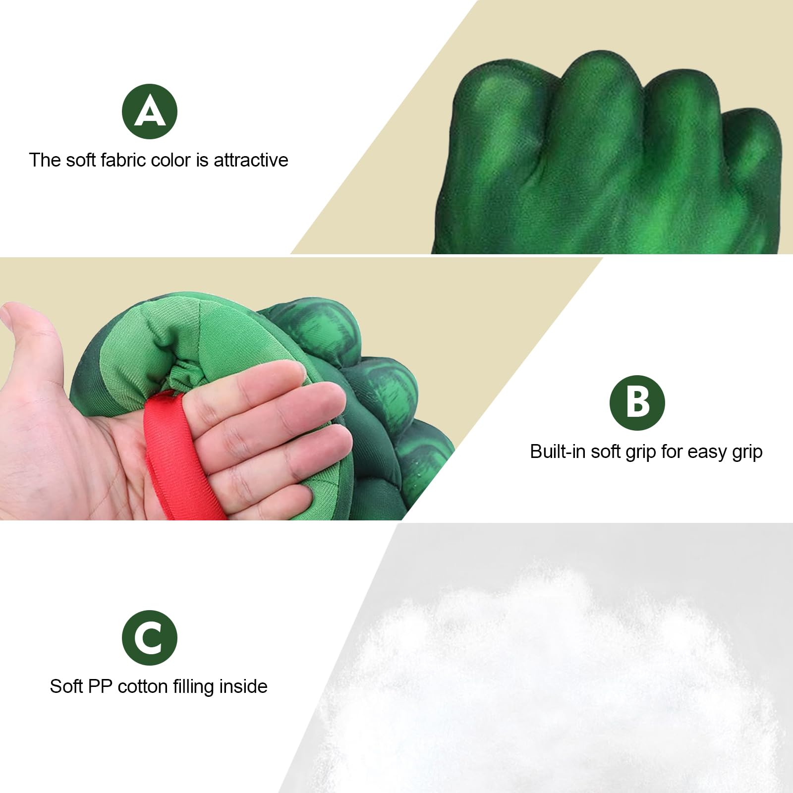 Guantoni da Boxe per Bambini,Guanti Giocattoli,Verde Morbidi Pugni di Peluche con Cinghie,Regali Morbido Peluche Ragazzi Ragazze