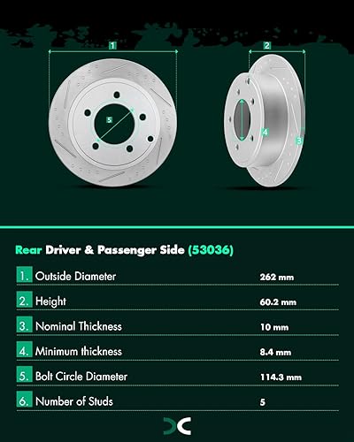 Miniatura 112 de SCITOO Kit de freno delantero Rotores de freno delantero y pastillas de freno de cerámica para 08-16 para Chrysler Town & Country, 08-16 para Dodge