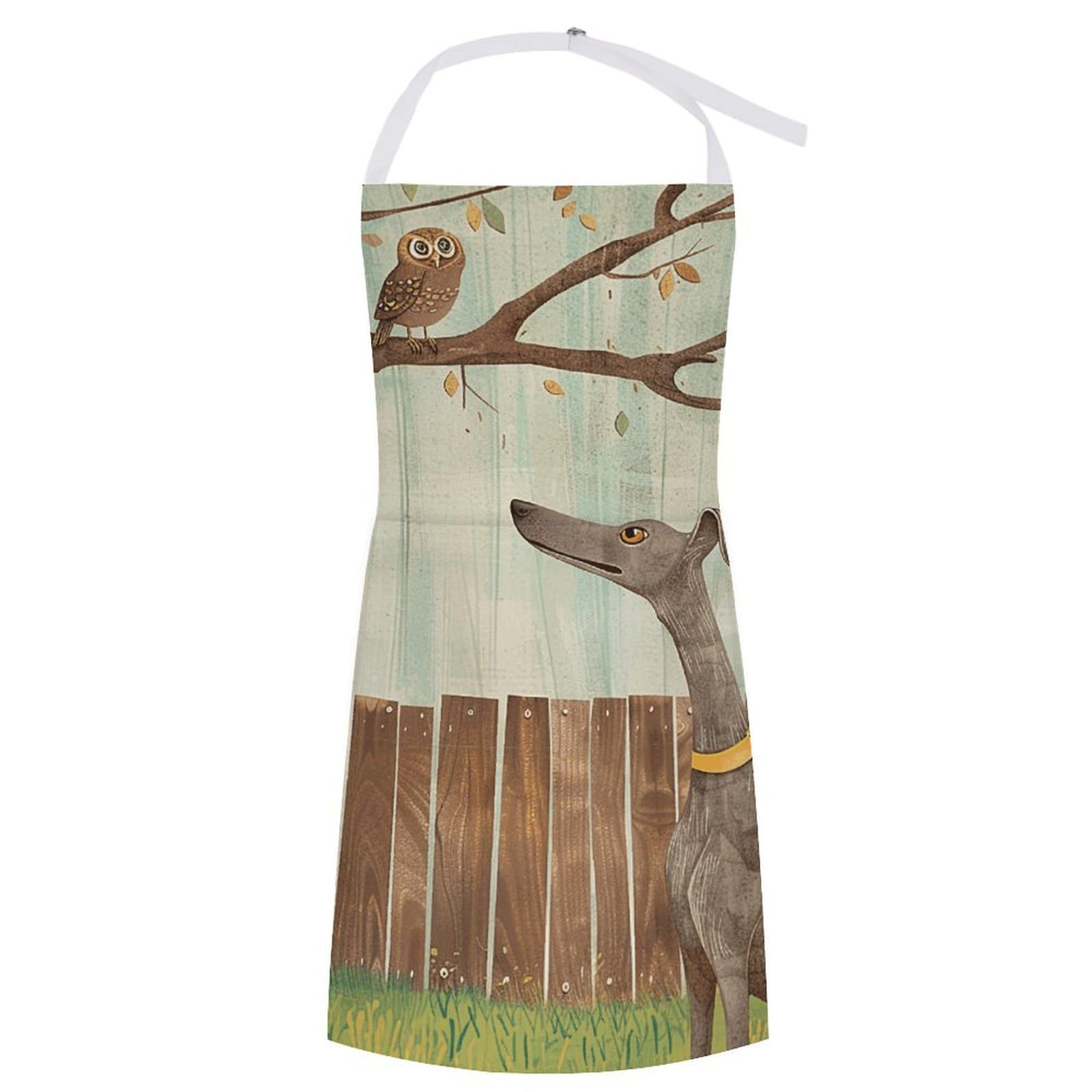 RKJVB Waterproof Kitchen Apron Cooking Aprons Greyhound in The Garden Baking Aprons with Adjustable Neck Strap Chef Apron with Pocket Bib Aprons for BBQ Painting Gardening, Greyhound in the Garden,
