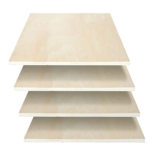 CertBuy Tablero de madera contrachapada de 12 x 12 pulgadas de grosor de 12 pulgadas, paquete de 4 cuadrados de madera contrachapada, madera