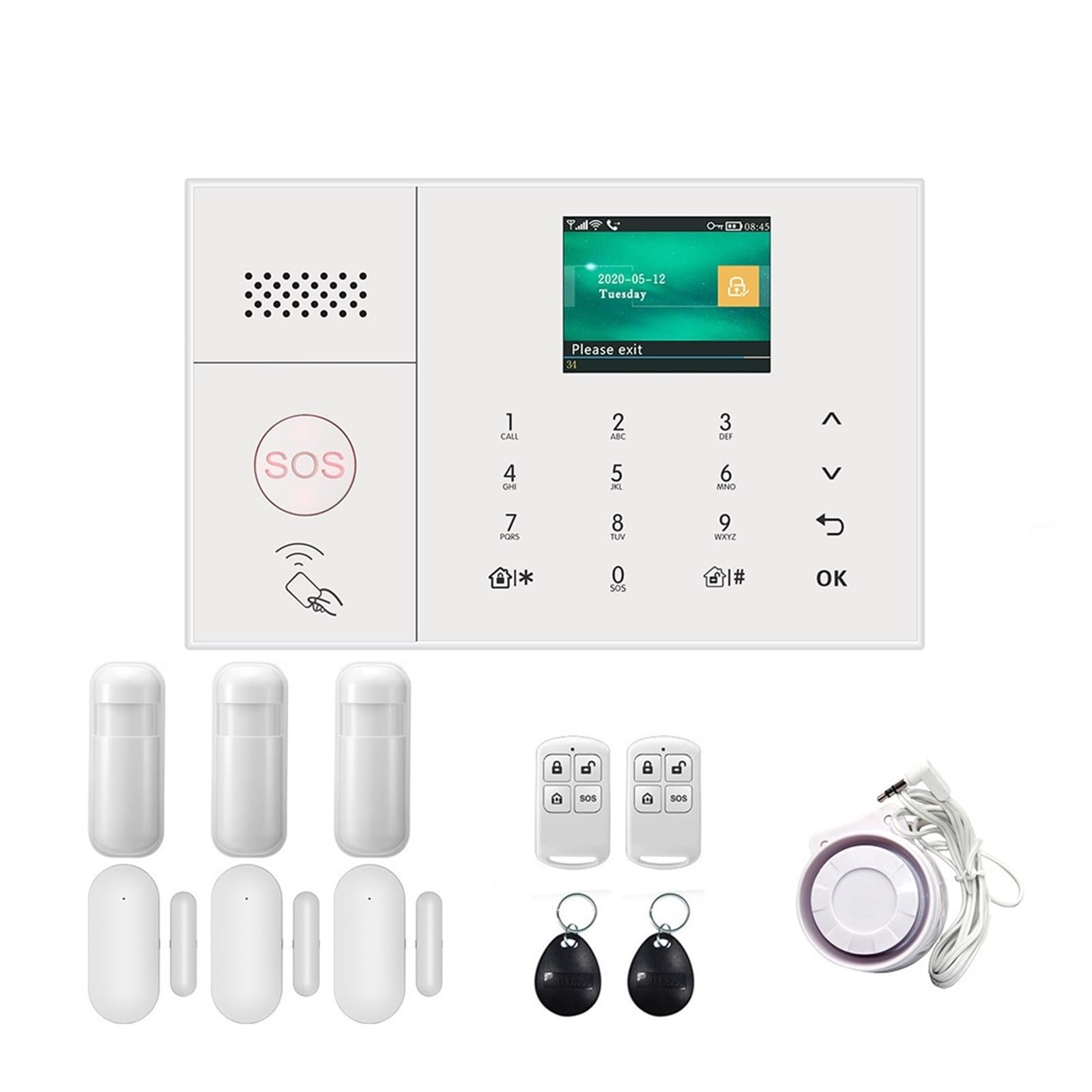 Sin Cuotas Mensuales Alarma inteligente inalámbrica en casa GSM seguridad del hogar con Sensor Detector de movimiento alarma antirrobo(Set 4)