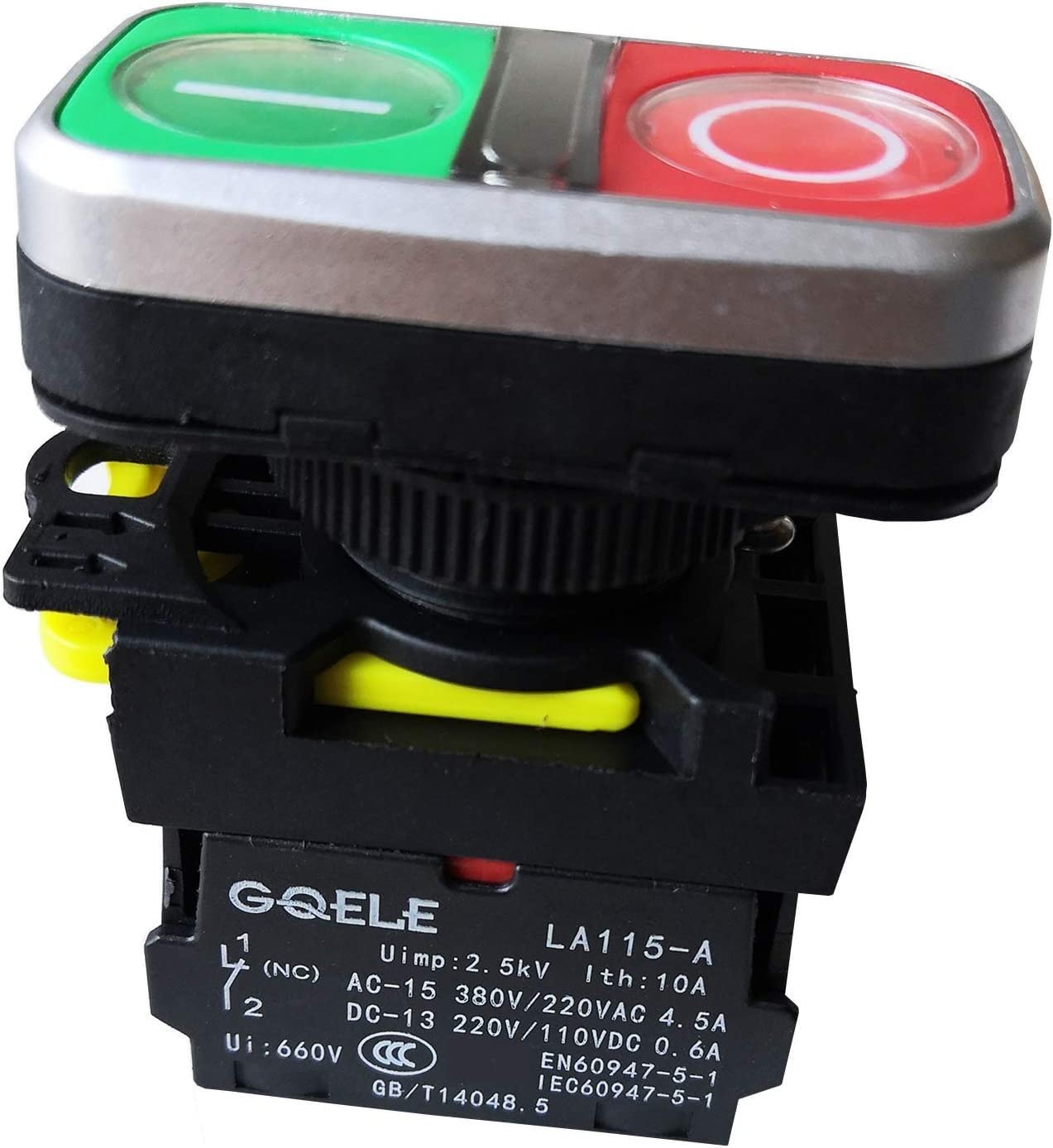 LA115-A5-11RD1 Étanche 1NO LB 1NC 220V M22 Interrupteur à Bouton-Poussoir à Bouton-Poussoir illuminé momentané for Machines d'armoire de Commande de Pompe