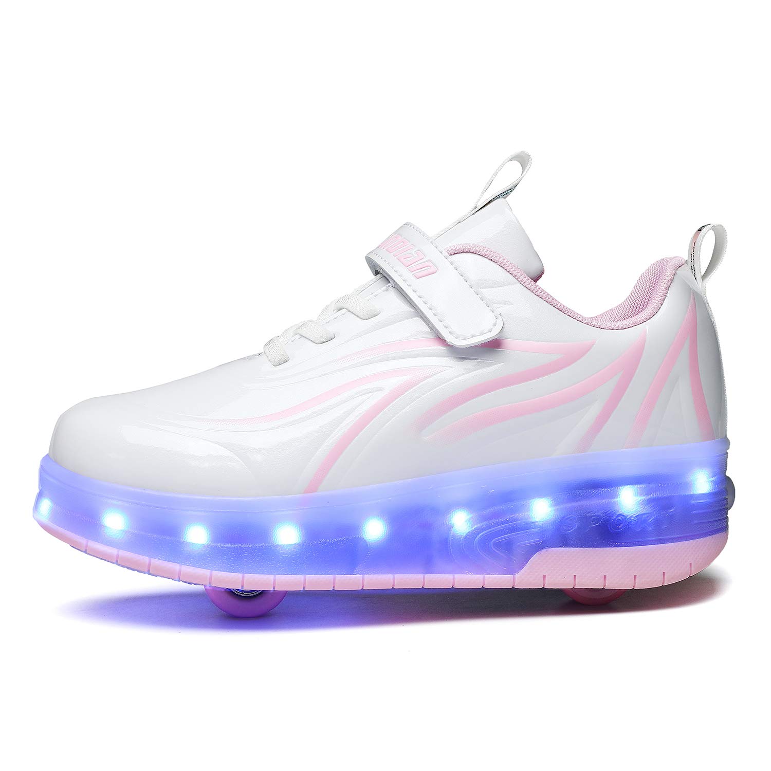 Zapatos con Ruedas Zapatillas con Dos Ruedas para niños y niña Led Luces Zapatillas con Ruedas Se Puede Bambas con Ruedas Carga con USB Automática Calzado de Skateboarding