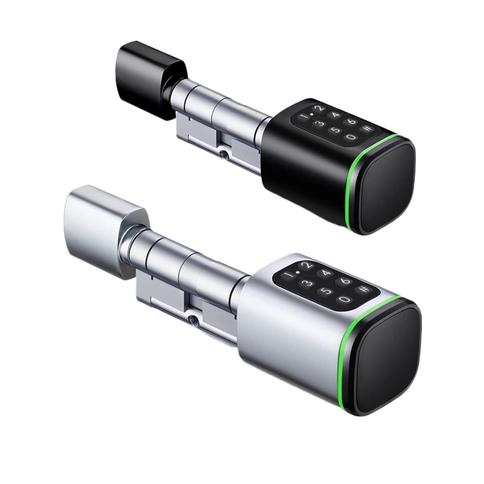 KIEEQGAK TTlock APP Inteligente Adjustable Digital Lock，Cylinder Key Password Card，Smart Cylinder Lock(Black,A30-B30)