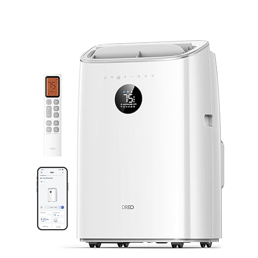 Dreo Portable Air Conditioners, 10,000 BTU Air Conditioner for Bedroom with Drainage-free Cooling, 45dB Quiet, APP/Voice/Remote, 24h Timer with Fan & Dehumidifier, Smart AC Unit for Room Indoors