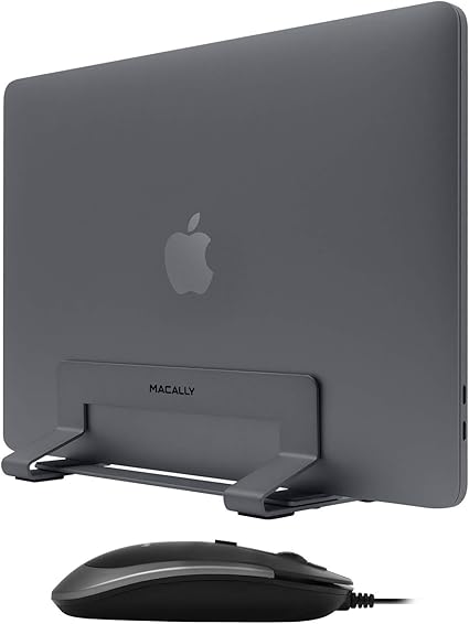 Macally USB C Wired Mouse and an Adjustable Vertical Laptop Stand, Specially Designed for MacBook