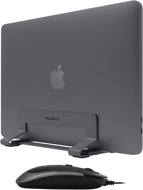 Macally USB C Wired Mouse and an Adjustable Vertical Laptop Stand, Specially Designed for MacBook