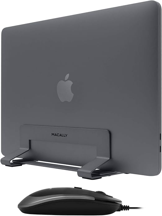 Macally USB C Wired Mouse and an Adjustable Vertical Laptop Stand, Specially Designed for MacBook