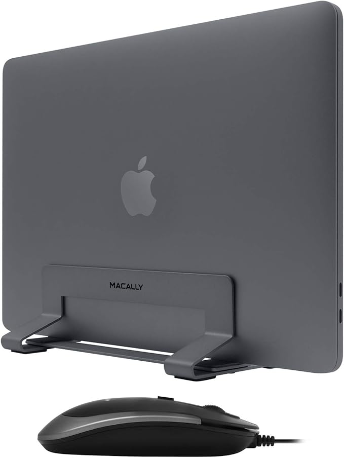 Macally USB C Wired Mouse and an Adjustable Vertical Laptop Stand, Specially Designed for MacBook