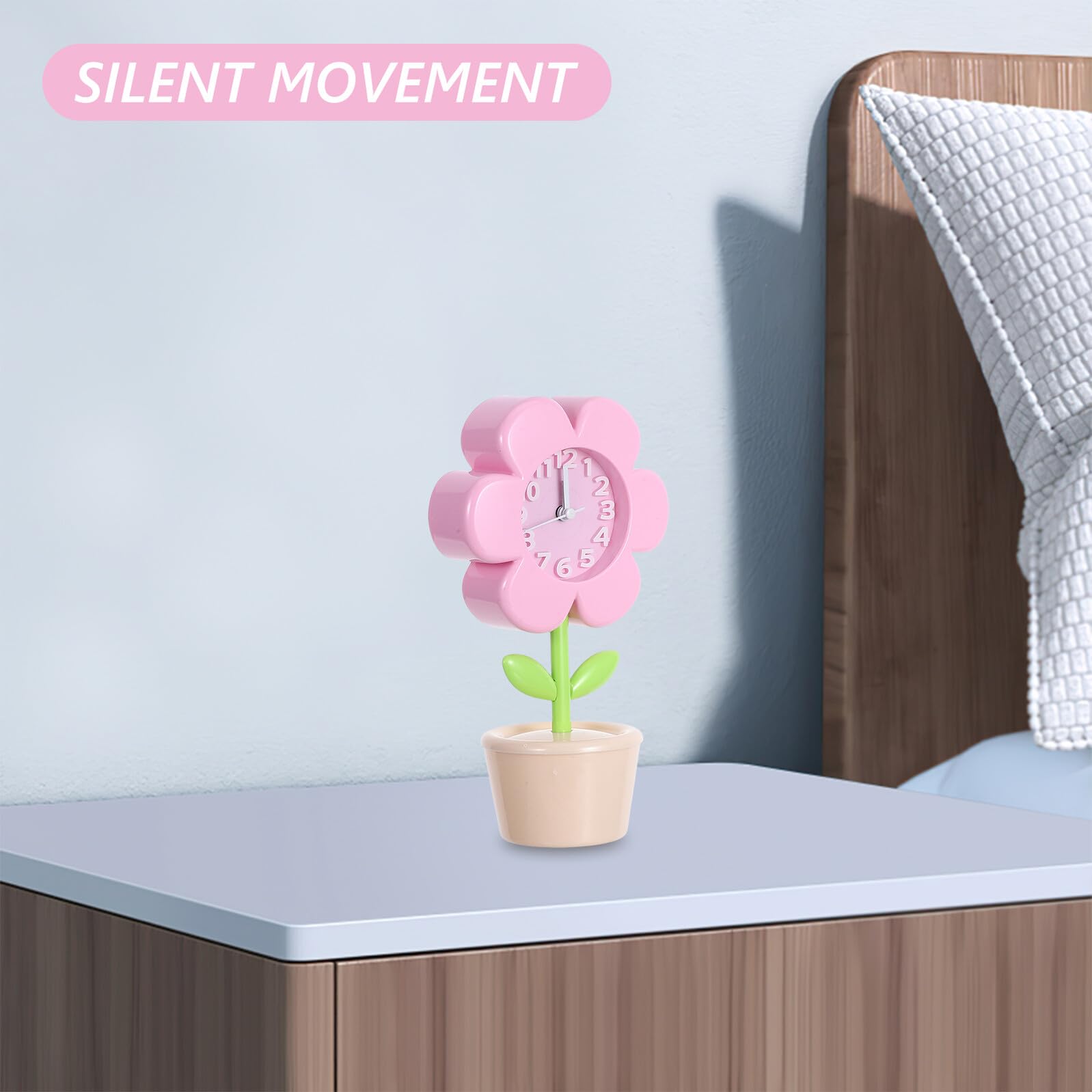 Despertador Infantil con Forma de Flor, Mini Reloj Rosa
