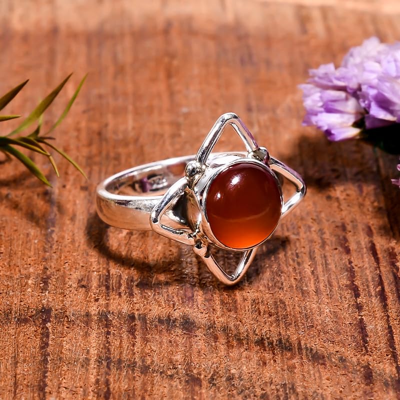 Bague en cornaline argentée pour accessoire de mode du quotidien
