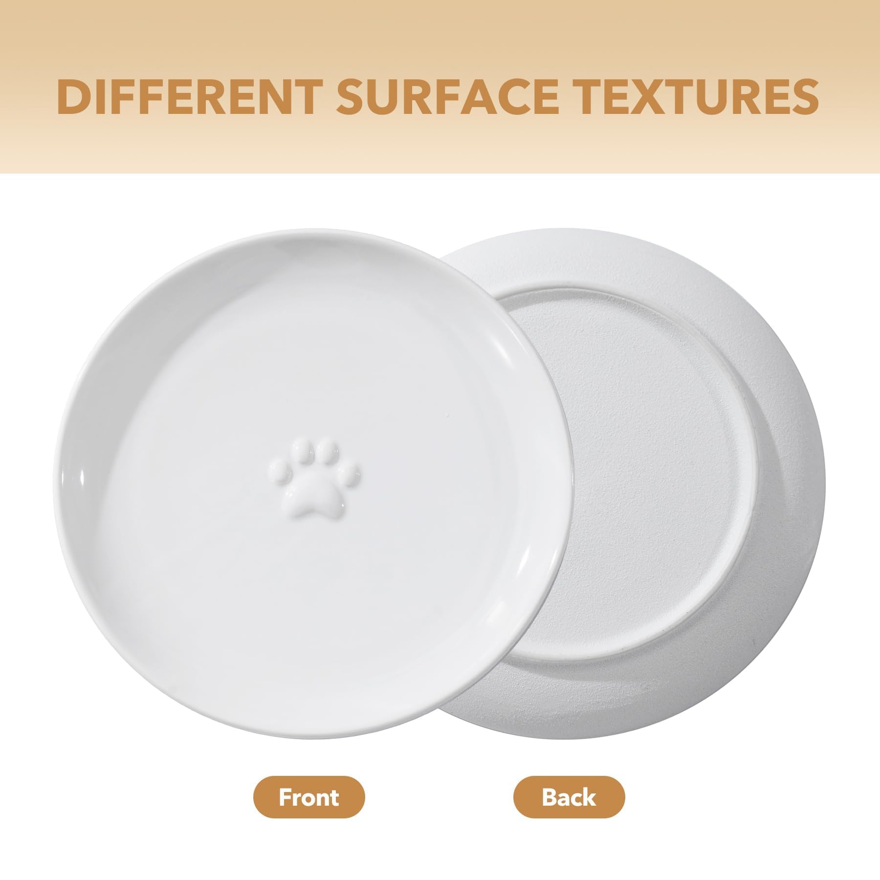 Havniva Gamelles surélevées antidérapantes en céramique pour chat de 14,2 cm avec support - Peu profonde, adaptée aux moustaches - Pour eau et nourriture pour chat avec deux options de hauteur
