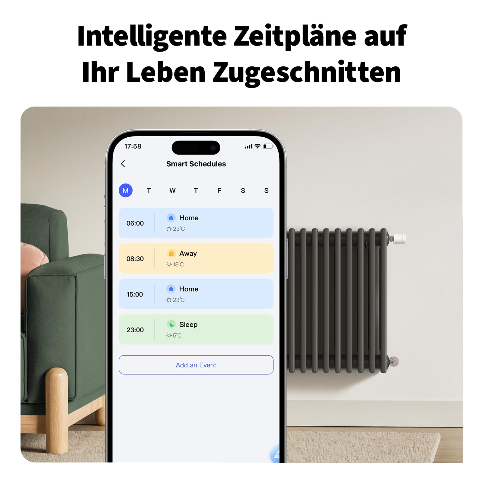 Aqara Smartes Heizkörperthermostat W600, Matter, Thread/Zigbee Thermostat, Energiesparen, Sprachsteuerung,Geofencing, Kompatibel mit Apple Homekit, Home Assistant, Alexa und Google