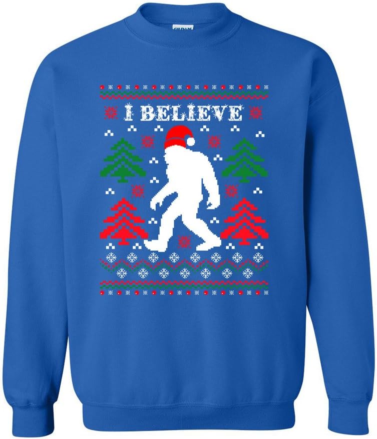 City Shirts I Believe Sasquatch Big Foot Ugly Funny X-mas Holiday Christmas Crewneck Sweatshirt