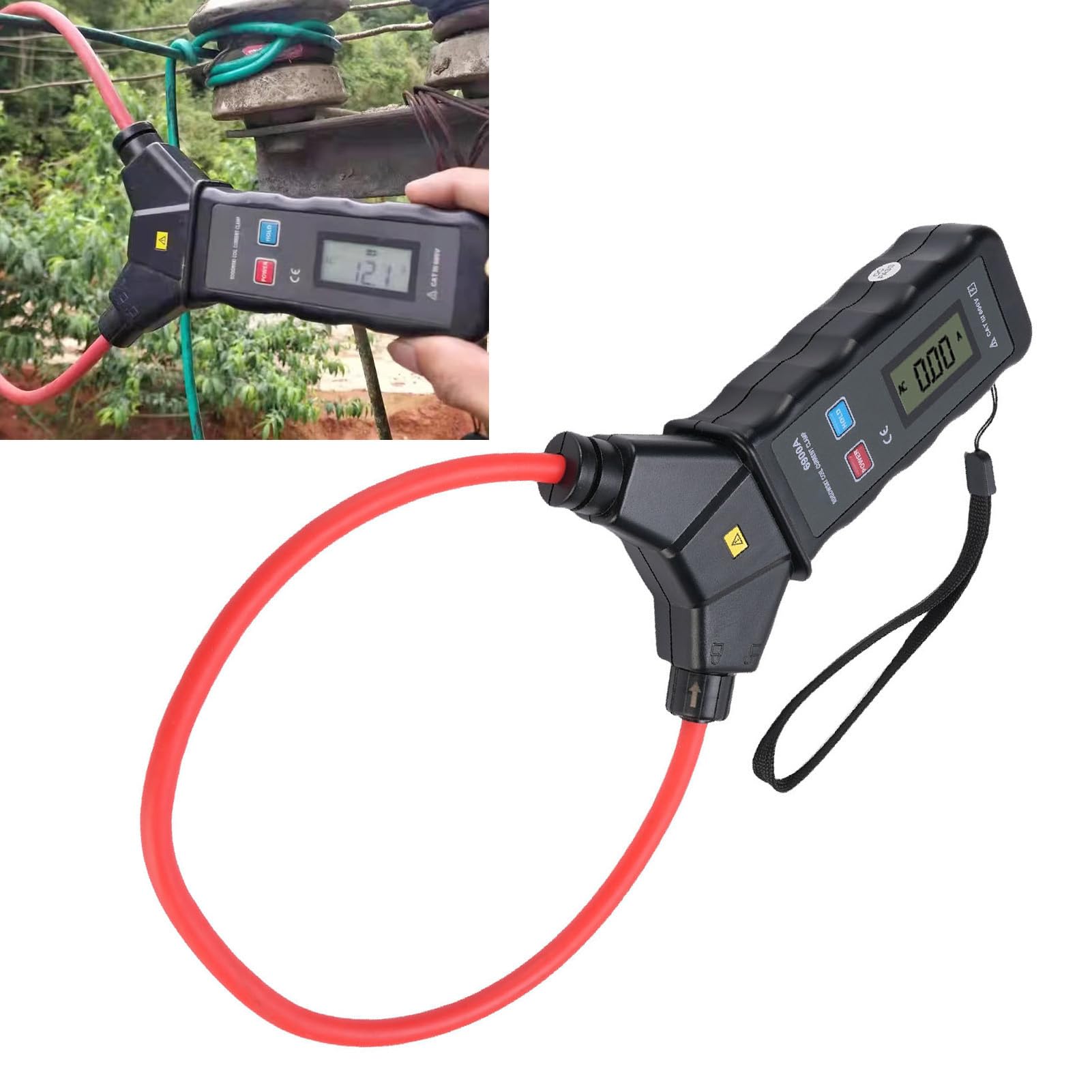 Flexibles Strommessgerät 5000 A AC True RMS, Digitales Strommessgerät mit Automatischer Bereichswahl, Spannungsprüfer Bis 600 V, Rogowski-Spule