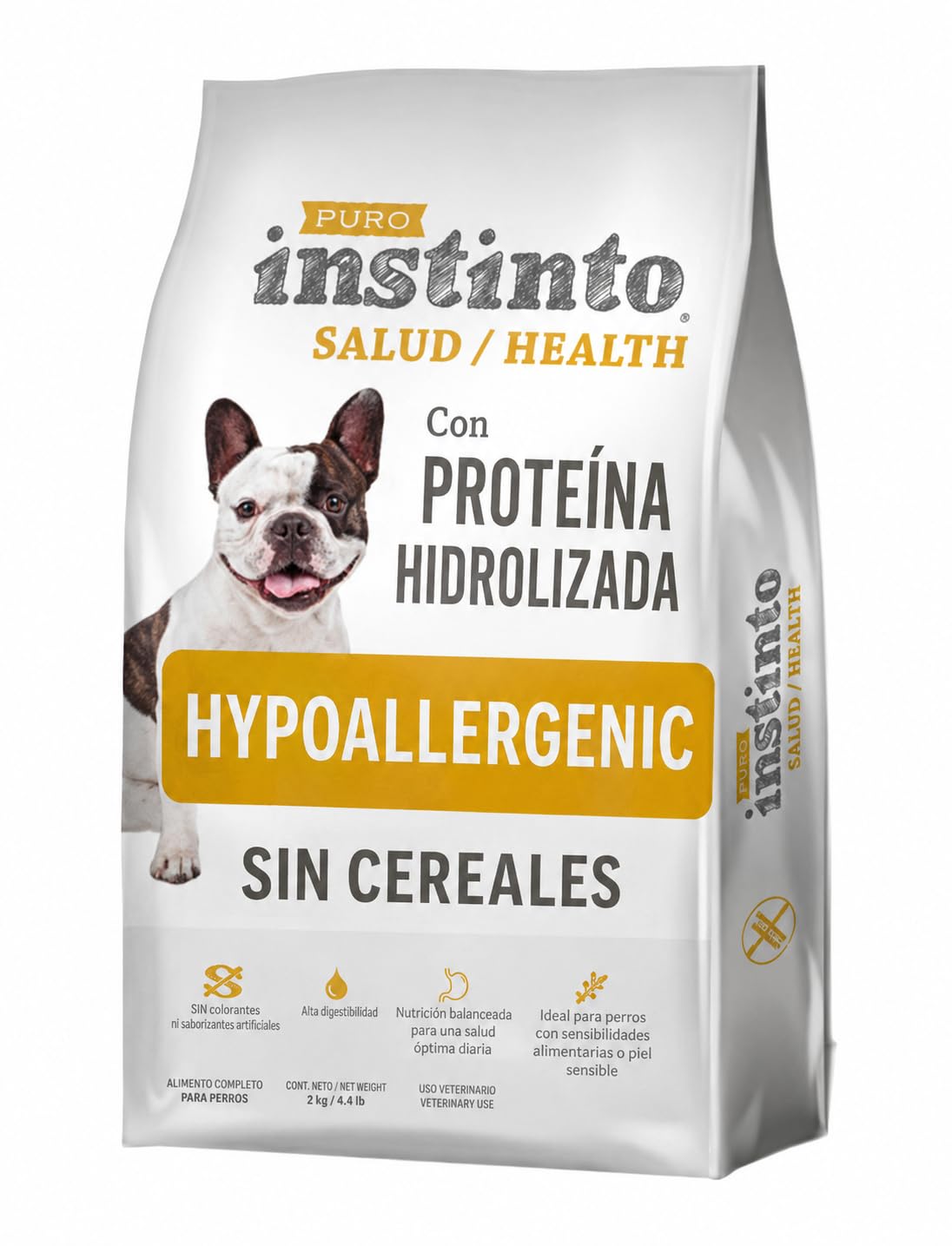 Pienso Hipoalergénico para Perros Hidrolizado de Pescado Blanco Sin Cereales Grain Free Alta Digestibilidad y Cuidado de la Piel atopica Todas Las Razas y tamaños - 10 kg - PURO INSTINTO Salud